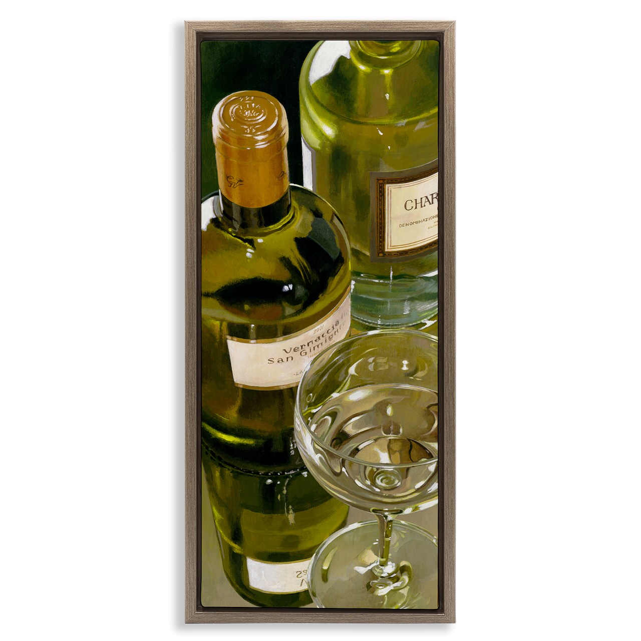 Stupell Industries Vintage White Wine Bottles Floating Frame By Stefano Ferreri